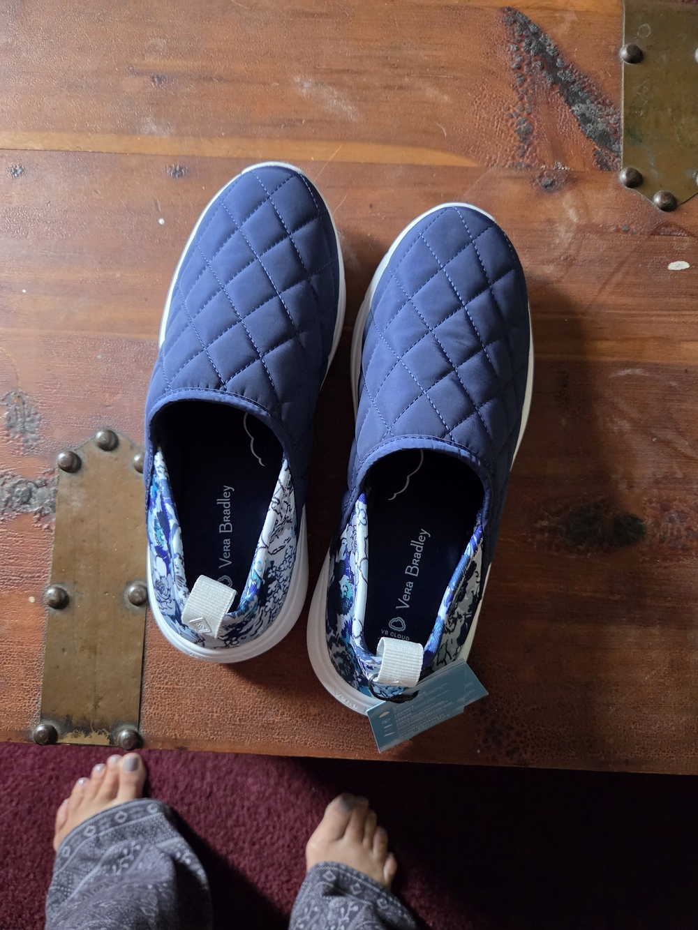 Vera Bradley Girls' Navy Quilted Slip-On Sneakers